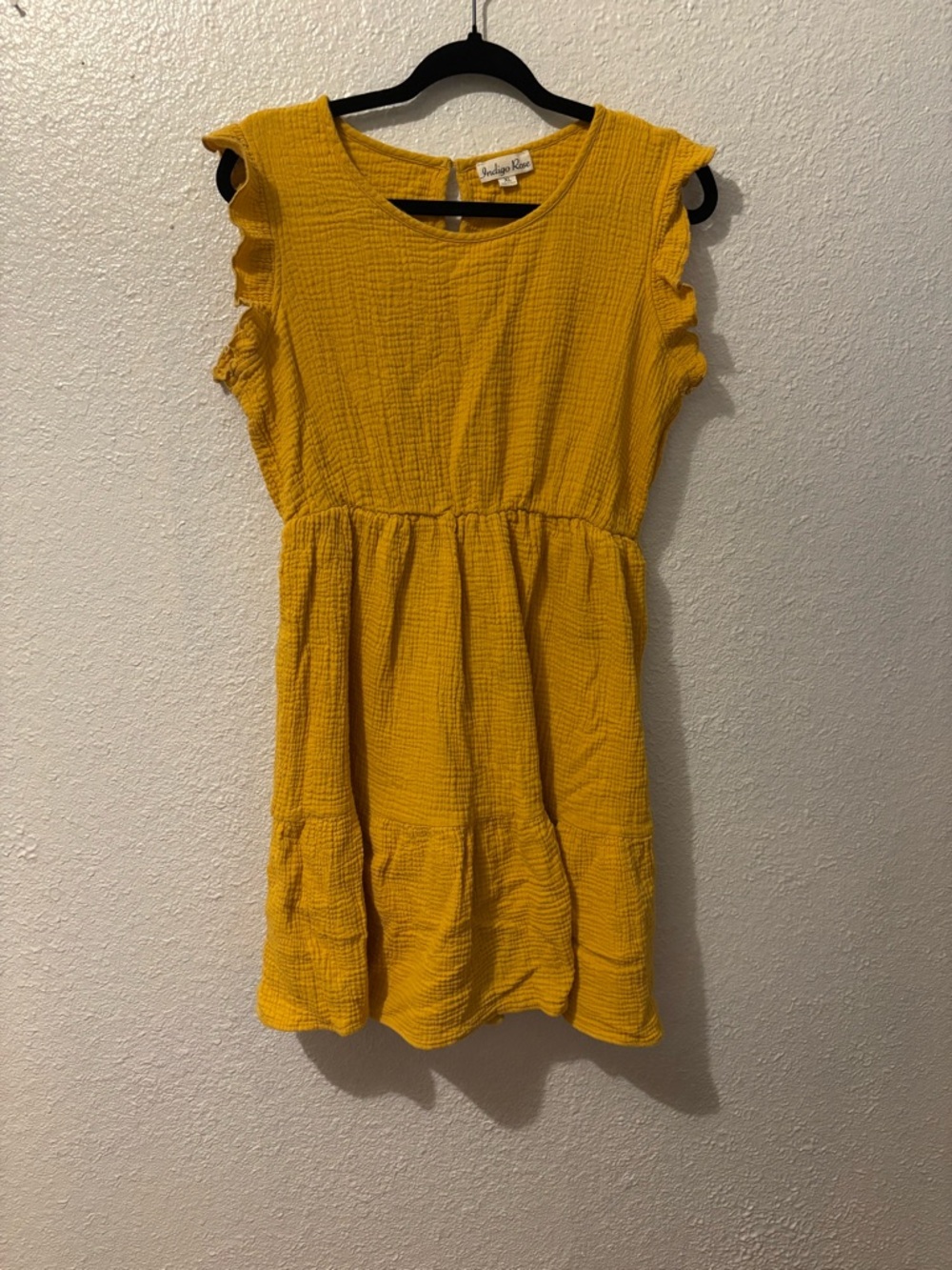 Sunshine mustard Yellow Ruffle Sleeve Mini Dress